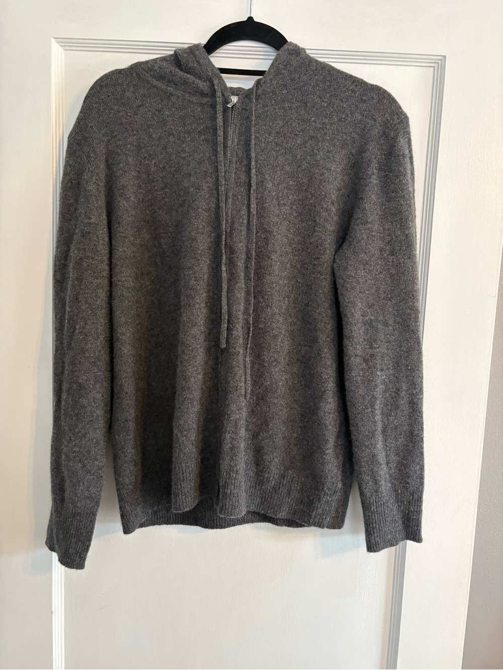Anthropologie Nouveaux 100% Cashmere Charcoal Gray Zip-Up Sweater Size Large
